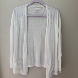Lou & Grey White Open Front Cardigan Sweater Long‎ Sleeve XS Extra Small